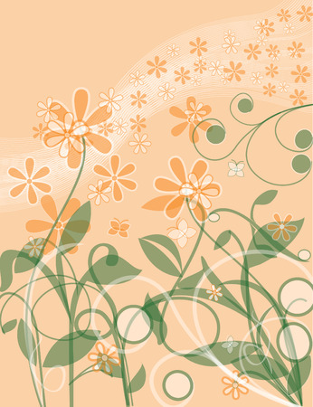 Floral Vine background with wavy linesのイラスト素材