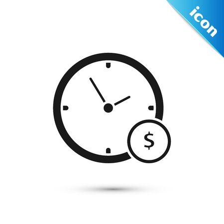 Black Time is money icon isolated on white background. Money is time. Effective time management. Convert time to money.  Vector Illustrationのイラスト素材
