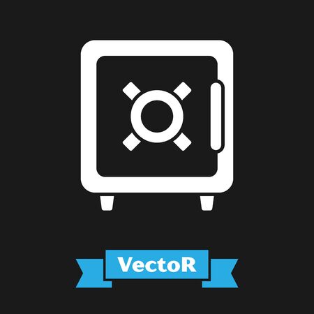 White Safe icon isolated on black background. The door safe a bank vault with a combination lock. Reliable Data Protection. Vector Illustrationのイラスト素材