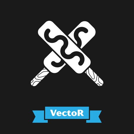White Ice cream icon isolated on black background. Sweet symbol. Vector Illustrationのイラスト素材