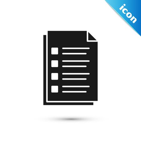Black File document icon isolated on white background. Checklist icon. Business concept. Vector Illustrationのイラスト素材