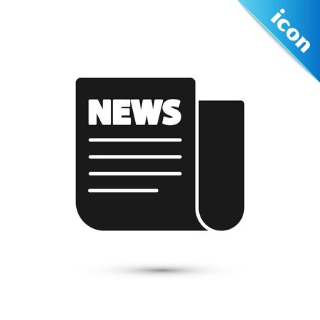 Black News icon isolated on white background. Newspaper sign. Mass media symbol. Vector Illustrationのイラスト素材