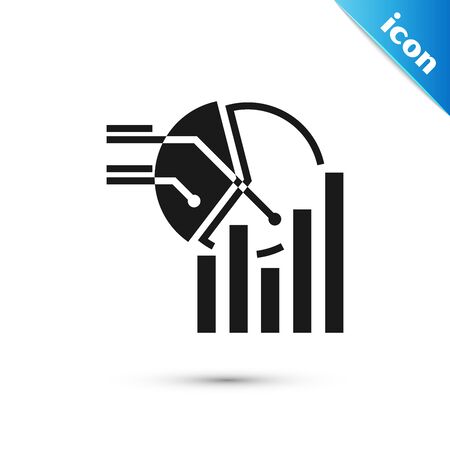 Black Pie chart infographic icon isolated on white background. Diagram chart sign. Vector Illustrationのイラスト素材