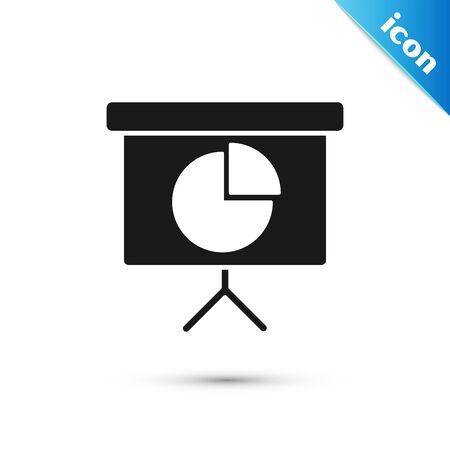 Black Presentation financial business board with graph, schedule, chart, diagram, infographic, pie graph icon isolated on white background. Vector Illustrationのイラスト素材