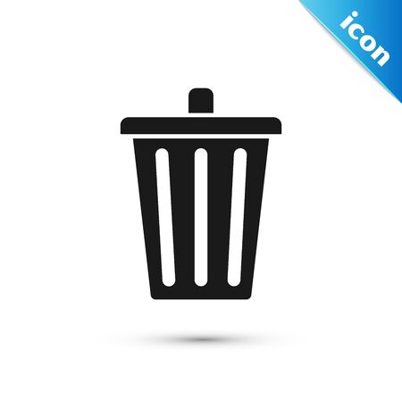 Black Trash can icon isolated on white background. Garbage bin sign. Recycle basket icon. Office trash icon. Vector Illustrationのイラスト素材
