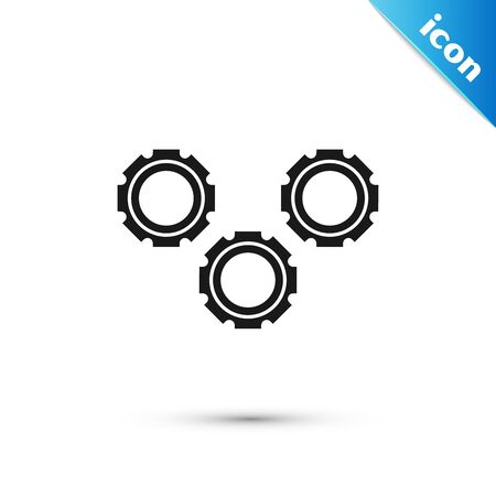 Black Gear icon isolated on white background. Cogwheel gear settings sign. Cog symbol. Vector Illustrationのイラスト素材