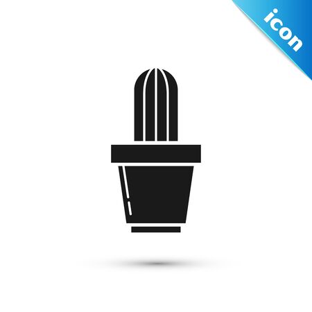 Black Cactus and succulent in pot icon isolated on white background. Plant growing in a pot. Potted plant sign. Vector Illustrationのイラスト素材