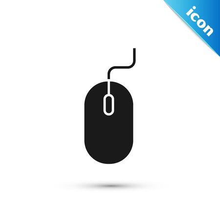 Black Computer mouse icon isolated on white background. Optical with wheel symbol. Vector Illustrationのイラスト素材