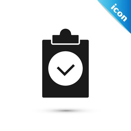 Black Completed task icon isolated on white background. Compliance inspection approved. Checklist sign. Certified document symbol. Vector Illustrationのイラスト素材