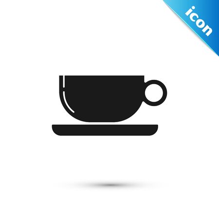 Black Coffee cup flat icon isolated on white background. Tea cup. Hot drink coffee. Vector Illustrationのイラスト素材