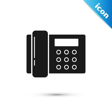Black Telephone icon isolated on white background. Landline phone. Vector Illustrationのイラスト素材