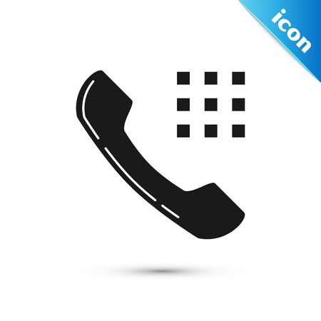 Black Telephone handset icon isolated on white background. Phone sign. Vector Illustrationのイラスト素材
