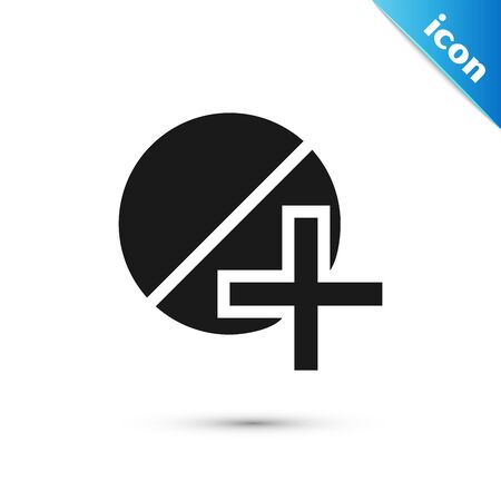 Black Medicine pill or tablet icon isolated on white background. Capsule pill and drug sign. Pharmacy design. Vector Illustrationのイラスト素材