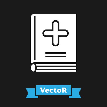 White Medical book icon isolated on black background. Vector Illustrationのイラスト素材