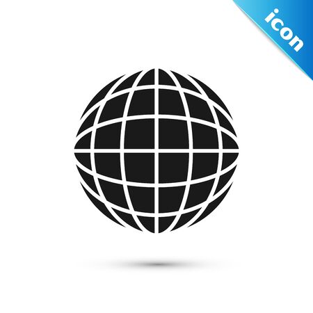 Black Earth globe icon isolated on white background. World or Earth sign. Global internet symbol. Geometric shapes.  Vector Illustrationのイラスト素材
