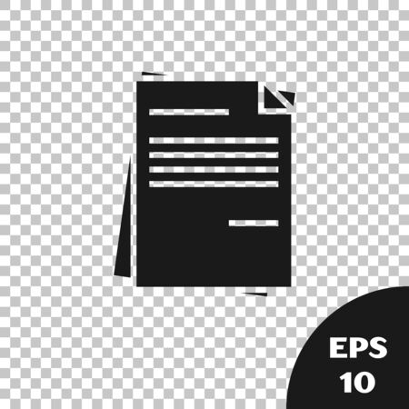 Black File document icon isolated on transparent background. Checklist icon. Business concept. Vector Illustrationのイラスト素材