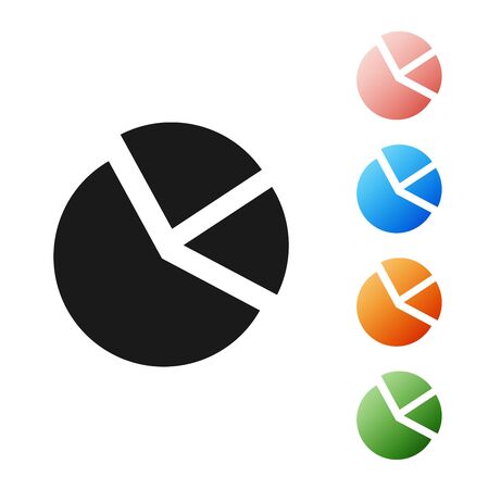 Black Pie chart infographic icon isolated on white background. Diagram chart sign. Set icons colorful. Vector Illustrationのイラスト素材