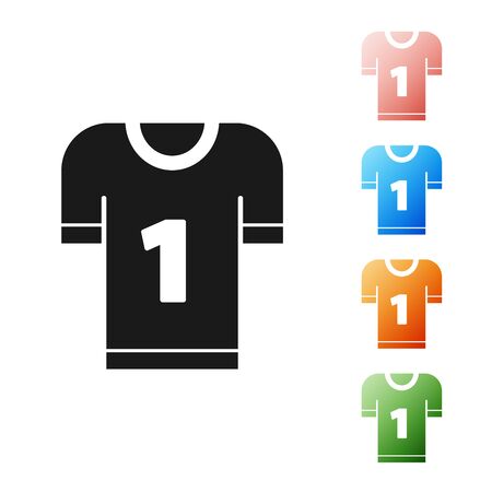 Black American football jersey icon isolated on white background. Football uniform sign. Set icons colorful. Vector Illustrationのイラスト素材