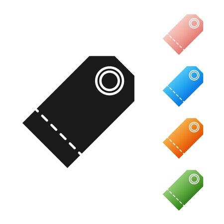 Black Blank label template price tag icon isolated on white background. Empty shopping discount sticker. Template discount banner. Set icons colorful. Vector Illustrationのイラスト素材