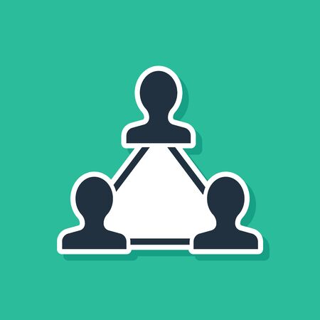 Blue Project team base icon isolated on green background. Business analysis and planning, consulting, team work, project management. Developers. Vector Illustrationのイラスト素材