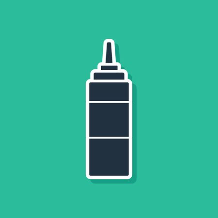 Blue Sauce bottle icon isolated on green background. Ketchup, mustard and mayonnaise bottles with sauce for fast food. Vector Illustrationのイラスト素材