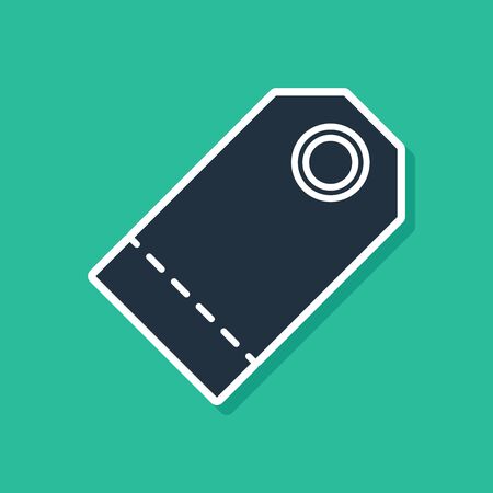 Blue Blank label template price tag icon isolated on green background. Empty shopping discount sticker. Template discount banner. Vector Illustrationのイラスト素材
