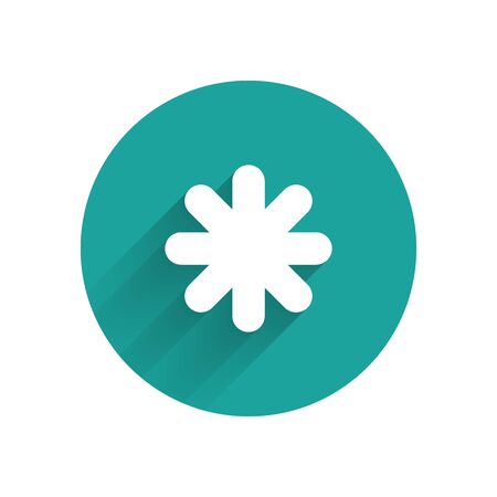 White Cross hospital medical icon isolated with long shadow. First aid. Diagnostics symbol. Medicine and pharmacy sign. Green circle button. Vector Illustrationのイラスト素材