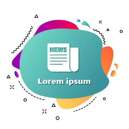 White News icon isolated on white background. Newspaper sign. Mass media symbol. Abstract banner with liquid shapes. Vector Illustrationのイラスト素材