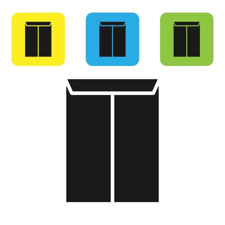 Black Envelope icon isolated on white background. Email message letter symbol. Set icons colorful square buttons. Vector Illustrationのイラスト素材