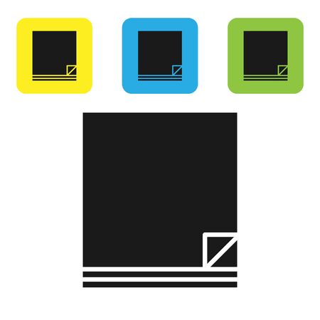 Black File document icon isolated on white background. Checklist icon. Business concept. Set icons colorful square buttons. Vector Illustrationのイラスト素材