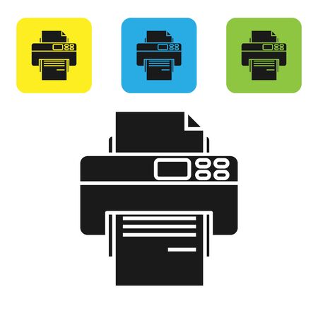 Black Printer icon isolated on white background. Set icons colorful square buttons. Vector Illustrationのイラスト素材