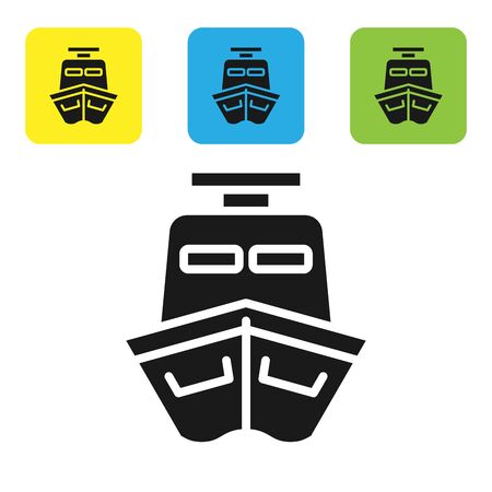 Black Ship icon isolated on white background. Set icons colorful square buttons. Vector Illustrationのイラスト素材