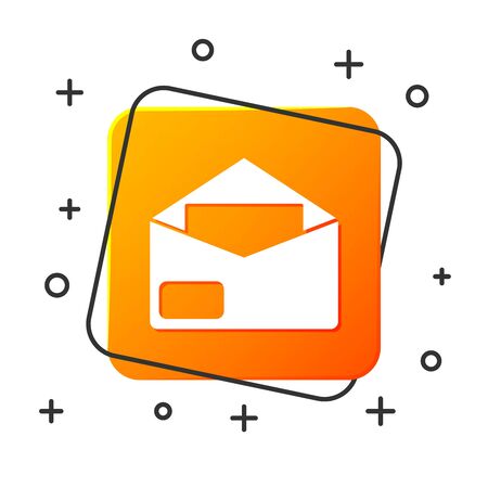 White Envelope icon isolated on white background. Email message letter symbol. Orange square button. Vector Illustrationのイラスト素材