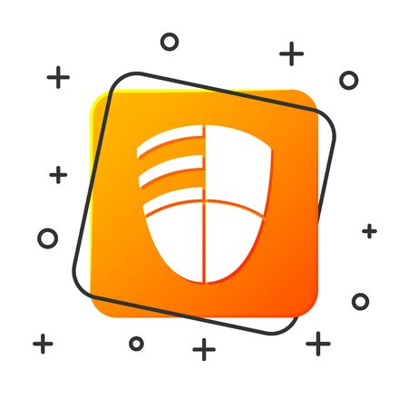 White Football club template icon isolated on white background. Design element for label, emblem, sign, poster. Orange square button. Vector Illustrationのイラスト素材