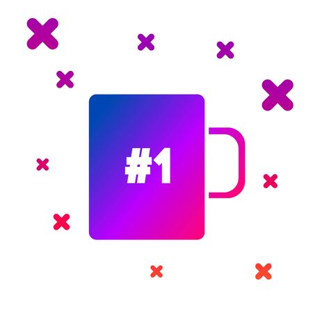 Color Coffee cup flat icon isolated on white background. Tea cup. Hot drink coffee. Gradient random dynamic shapes. Vector Illustrationのイラスト素材