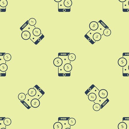 Blue Smartphone with dollar symbol icon isolated seamless pattern on white background. Online shopping concept. Financial mobile phone icon. Online payment. Vector Illustrationのイラスト素材