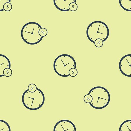 Blue Time is money icon isolated seamless pattern on white background. Money is time. Effective time management. Convert time to money. Vector Illustrationのイラスト素材