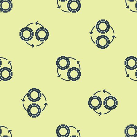 Blue Gear and arrows as workflow process concept icon isolated seamless pattern on white background. Gear reload sign. Vector Illustrationのイラスト素材