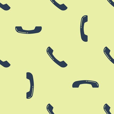 Blue Telephone handset icon isolated seamless pattern on white background. Phone sign. Vector Illustrationのイラスト素材
