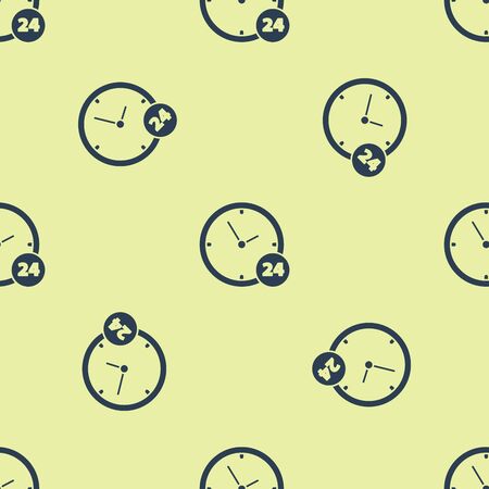 Blue Clock 24 hours icon isolated seamless pattern on white background. All day cyclic icon. 24 hours service symbol. Vector Illustrationのイラスト素材