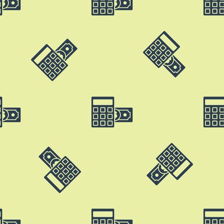 Blue Calculator with dollar symbol icon isolated seamless pattern on white background. Money saving concept. Accounting symbol. Vector Illustrationのイラスト素材