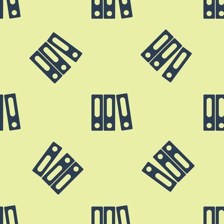 Blue Office folders with papers and documents icon isolated seamless pattern on white background. Office binders. Archives folder sign. Vector Illustrationのイラスト素材