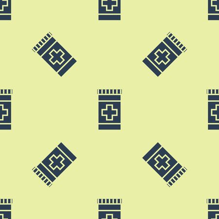 Blue Medicine bottle icon isolated seamless pattern on white background. Bottle pill sign. Pharmacy design. Vector Illustrationのイラスト素材