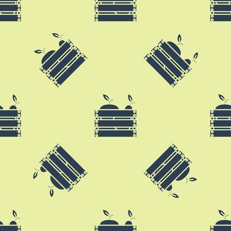 Blue Wooden box for fruits and vegetables icon isolated seamless pattern on white background. Vector Illustrationのイラスト素材