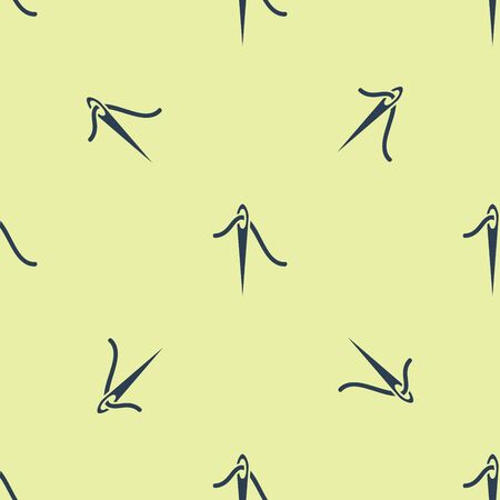 Blue Needle for sewing with thread icon isolated seamless pattern on white background. Tailor symbol. Textile sew up craft sign. Embroidery tool. Vector Illustrationのイラスト素材