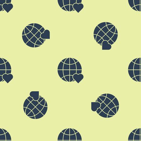 Blue The heart world - love icon isolated seamless pattern on white background. Vector Illustrationのイラスト素材