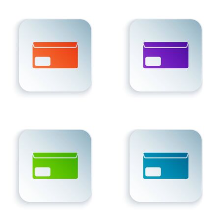 Color Envelope icon isolated on white background. Email message letter symbol. Set icons in colorful square buttons. Vector Illustrationのイラスト素材