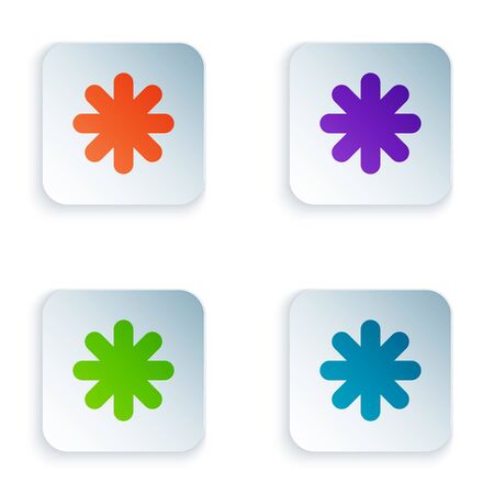 Color Cross hospital medical icon isolated on white background. First aid. Diagnostics symbol. Medicine and pharmacy sign. Set icons in colorful square buttons. Vector Illustrationのイラスト素材