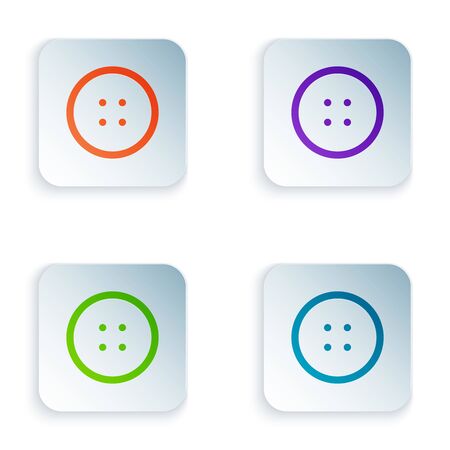 Color Sewing button for clothes icon isolated on white background. Clothing button. Set icons in colorful square buttons. Vector Illustrationのイラスト素材