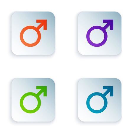 Color Male gender symbol icon isolated on white background. Set icons in colorful square buttons. Vector Illustrationのイラスト素材